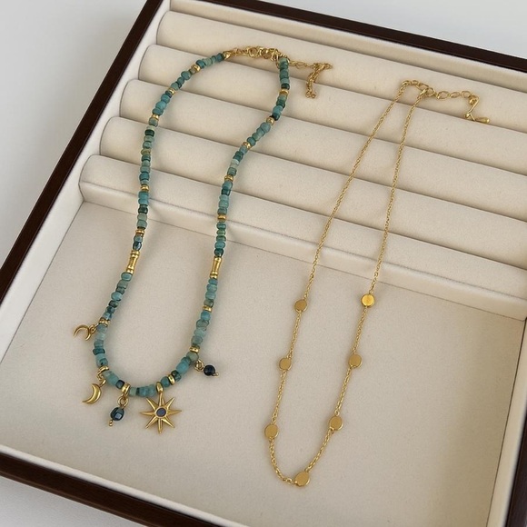 Bohemian Layered Beaded Necklace – Turquoise Stone & Charm Accents - Picture 15 of 15